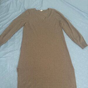 Splendid Tan V-Neck Knit Sweater Dress, size L